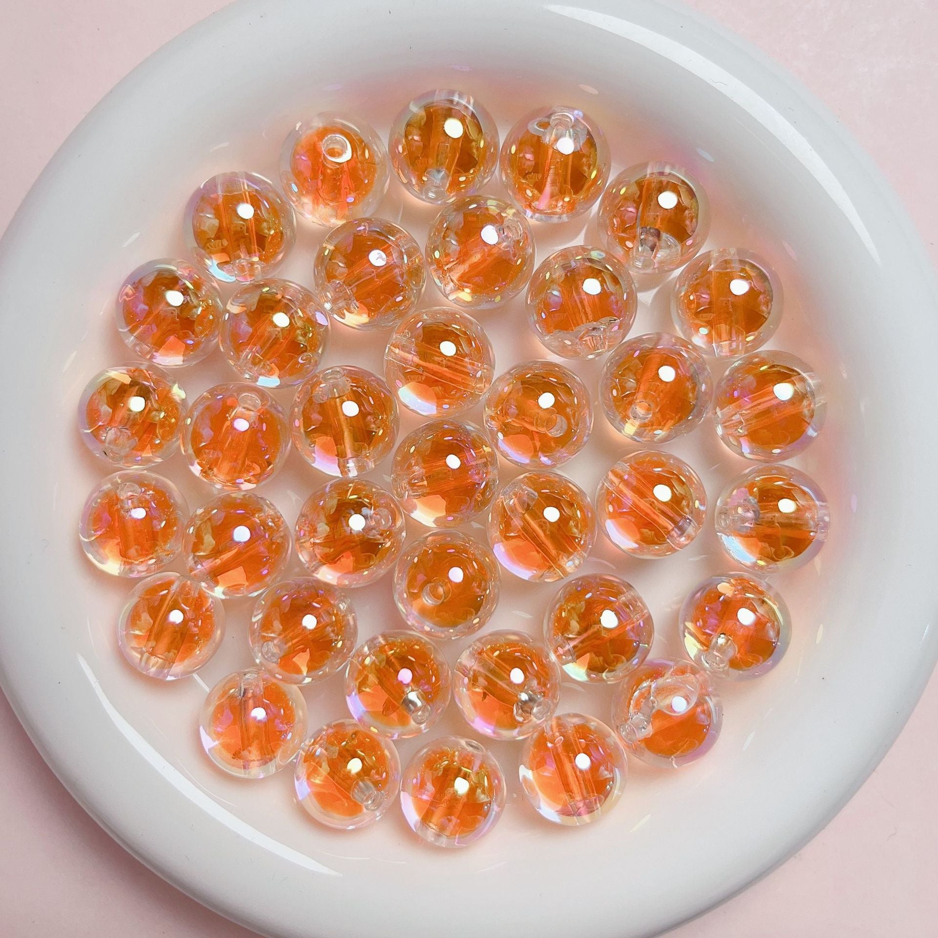 Wholesale 10pcs 16mm UV transparent sugar core round beads straight hole beads